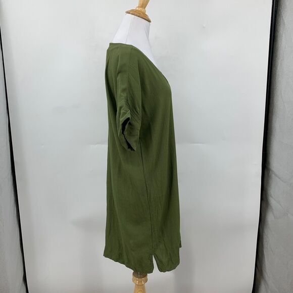 Madewell T Shirt Dress Womens M Medium Olive Green Novel Shift Drapey Side Vents - Picture 4 of 15